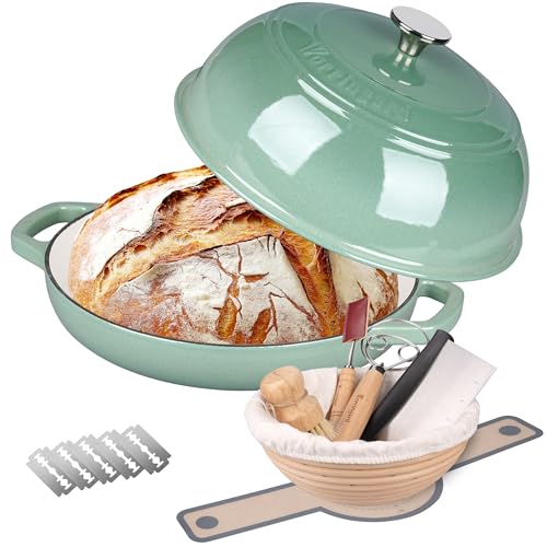 Enameled Cast Iron Dutch Oven Pot with Lid (Sage Green)