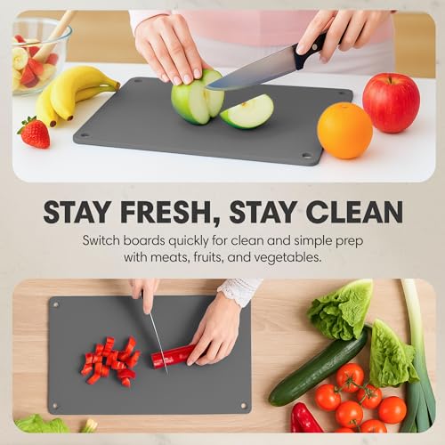 Large Cutting Board for Meat with Juice Groove (Red / 15.4"L x 10.4"W)