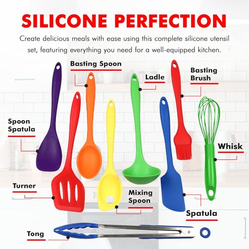 9 Piece Multicolor Premium Silicone Kitchen Tool Set (9 Piece Set / Assorted)