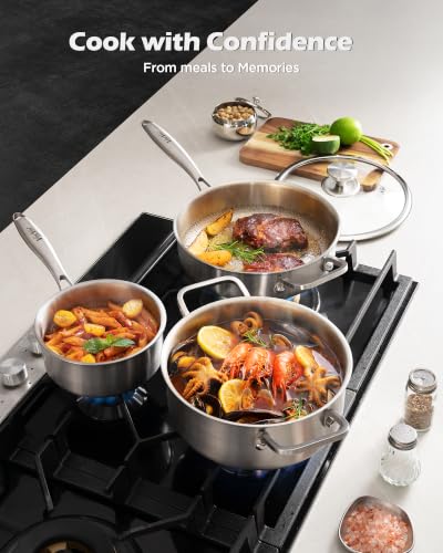 Titanium pans for cooking with lid