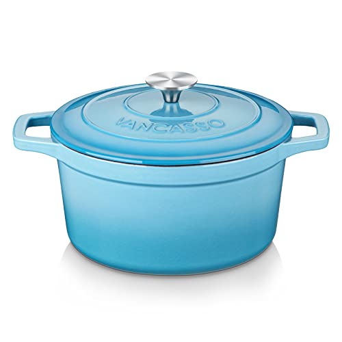 7.5 Qt Round Enameled Cast Iron Dutch Oven with Lid (7.5 Qt-round / Blue)