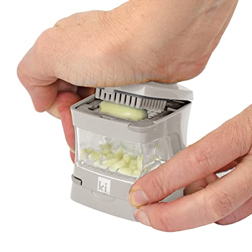 Garlic-A-Peel Garlic Press, Crusher, Cutter, Mincer, and Storage Container - Includes Silicone Garlic Peeler - Easy to Clean - Stainless Steel Blades – standard