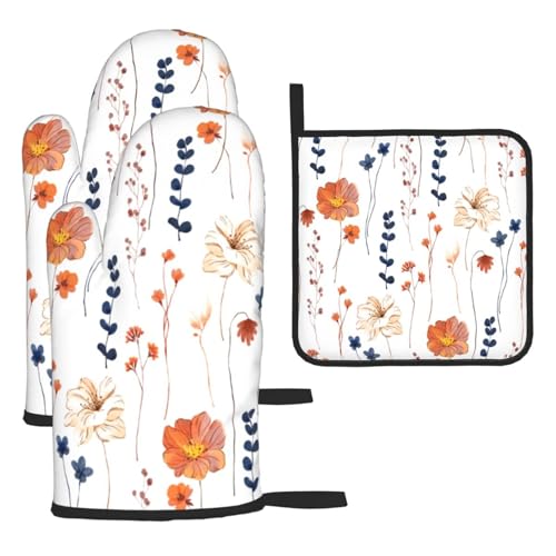 Oven Mitts and Pot Holders Sets of 3 Kitchen Hot Pads Oven Gloves for Cooking Grilling Baking