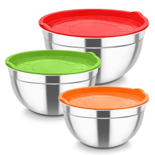 Mixing Bowls Stainless Steel Nesting Salad Bowls with Airtight Lids Set