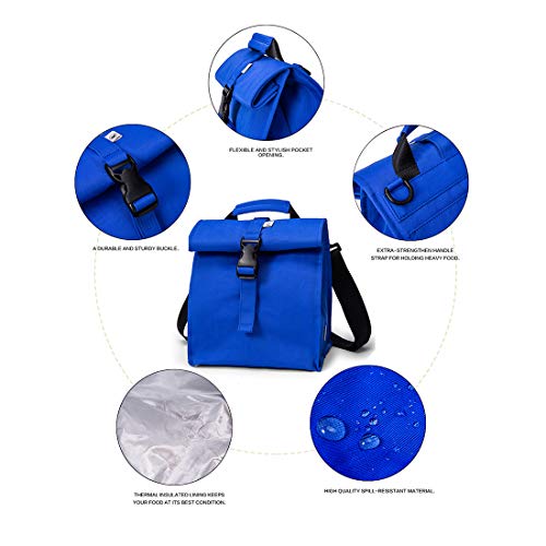 Insulated Lunch Bag Rolltop Lunch Box Tote Bag for Women