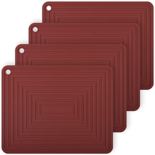 Silicone Trivets for Hot Dishes Pots and Pans (F: Melort Red)