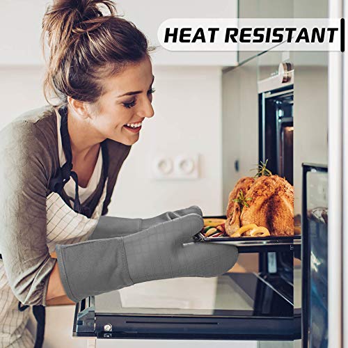 BPA Free Soft Silicone 4 Piece Oven Mitts & Pot Holders Set (Gray / 4-Piece Oven Mitts & Pot Holders Set)