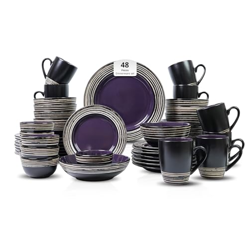 HomeVss Stoneware Handcrafted Tree Bark Effected Glaze Dinnerware Set