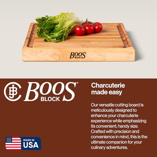 Block CB1052 1M1515175 Maple Wood Square Cutting Board with Juice Groove (Medium Brown / 15"L x 15"W)