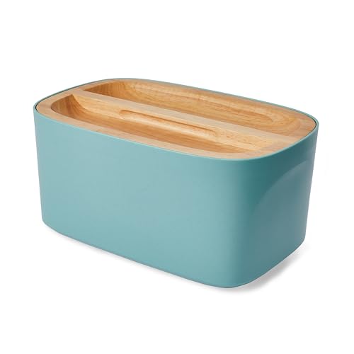 Modern Bamboo Fiber Bread Box for Countertop with Reversible Wood Serving Lid