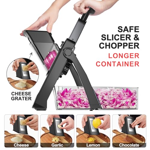 8 IN 1 Upgraded Safe Mandoline Slicer (4V Black)