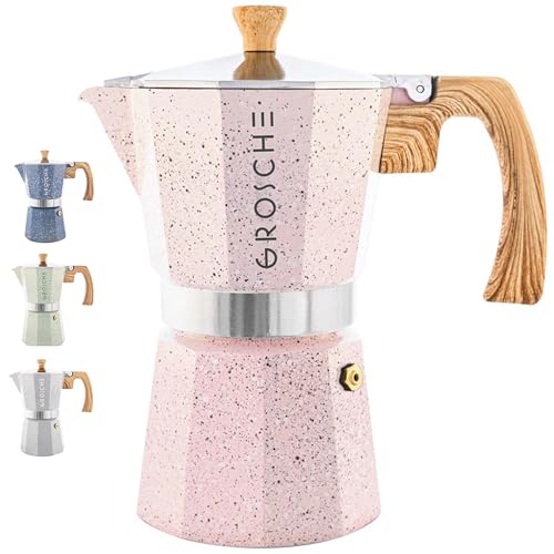Milano Stovetop Espresso Maker Moka Pot 9 espresso Cup 15.2 oz Pink (9 espresso cups / Pink)