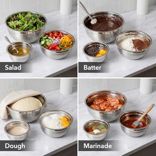 Stainless Steel Mixing Bowl Set of 3 with Lids (5, 3.5, and 1.5 Quarts / Mixing Bowl - Set of 3)