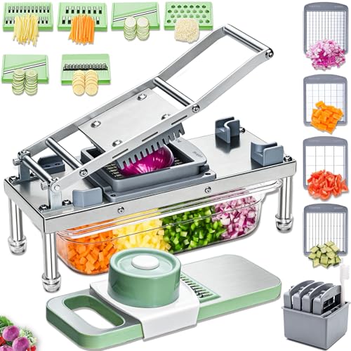 Vegetable Chopper Veggie Cutter Onion Food Potato Dicer with Container (10 Blade)