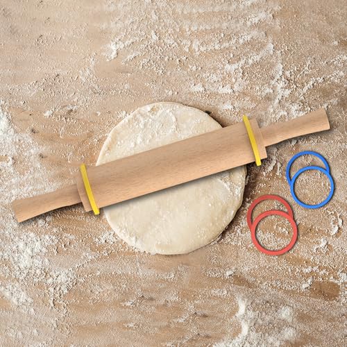 Classic Wooden Rolling Pin with Handle for Fondant
