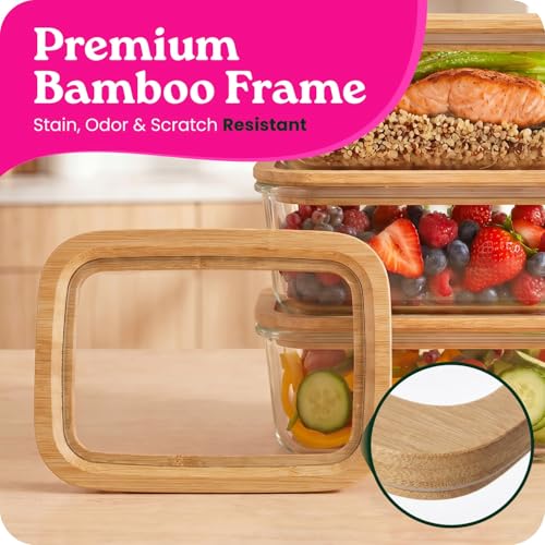 4 Pack Glass Food Storage Containers with Clear (46.7 Fl Oz)