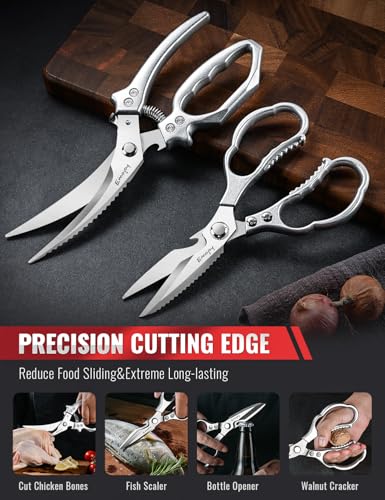 2 Piece Kitchen Scissors Set with Poultry Shears