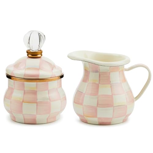 Enamel Creamer and Sugar