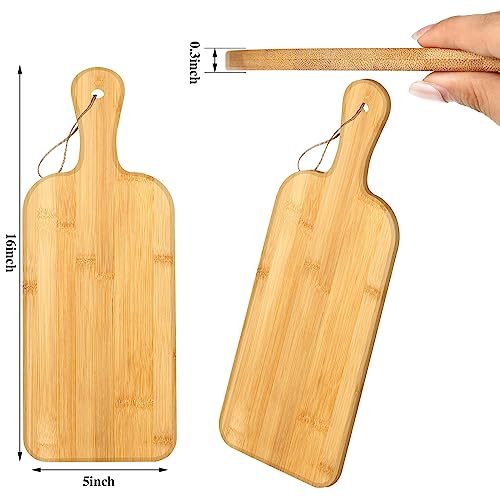 12 Packs Wooden Cutting Board Set with Handles Large Kitchen Serving Plain Chopping Board Bulk Gifts for Mom for Vegetables Meat Pizza Cheese Fruit Bread (16 x 5 Inch)