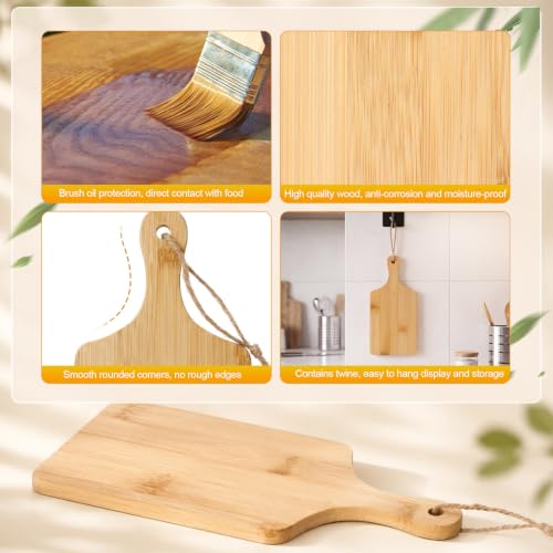 100 Pcs Cutting Board Bulk 9" x 4" Bamboo Chopping Board with Handle Wood Charcuterie Plank Engraving Serving Kitchen Planks for Wedding Housewarming Gift (9" X 4" / Bamboo)
