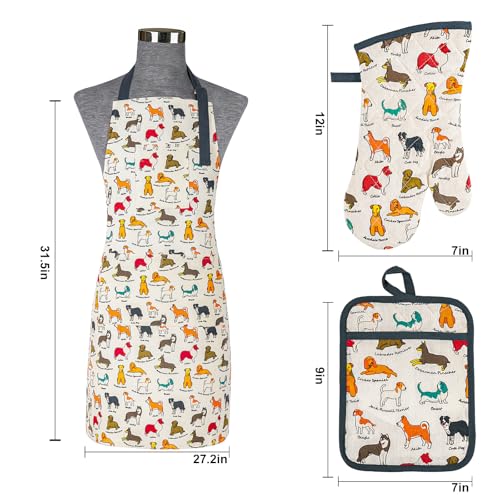 Oven Mitts and Pot Holders with Chef Apron (Dog)