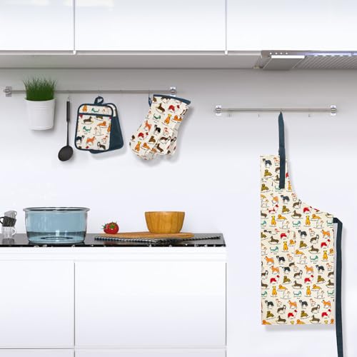Oven Mitts and Pot Holders with Chef Apron (Dog)