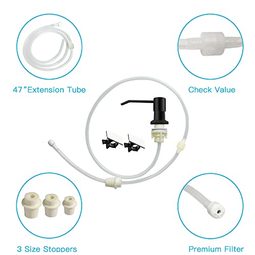 Fast Delivey) OHiHi Dish Soap Dispenser for Kitchen Sink (Brushed Nickel), Countertop Water Pump with 47” No-spill Extension Tube Kit Design For Kitchen Bathroom, Refill from the Top, No More Refills