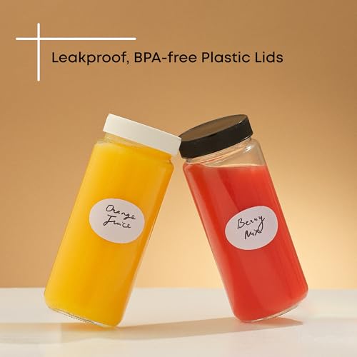 Glass Juice Bottles with Lids 16oz