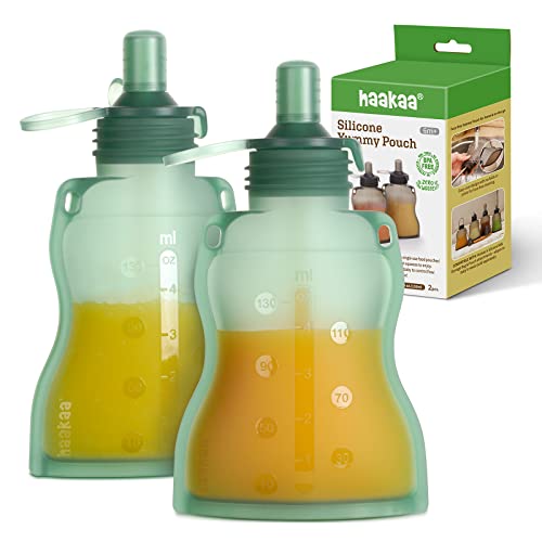 Reusable Baby Food Pouches Refillable Baby Squeeze Silicone Yummy Pouch