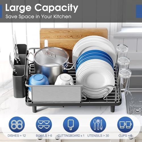 Dish Rack 304 Stainless Steel Dish Drying Rack for Kitchen Counter