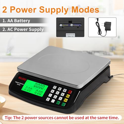Large Digital Kitchen Scale 30KG Commercial Food Scale 66LB for Baking Bread Meat Stainless Steel Price Computing Scale LCD Display