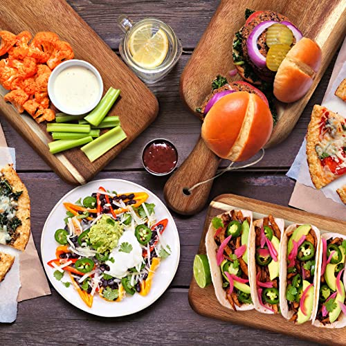 12 Packs Wooden Cutting Board Set with Handles Large Kitchen Serving Plain Chopping Board Bulk Gifts for Mom for Vegetables Meat Pizza Cheese Fruit Bread (16 x 5 Inch)