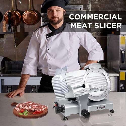 10" Commercial Meat Slicer 250W Electric Deli Food Slicer (10" Bright Silver)