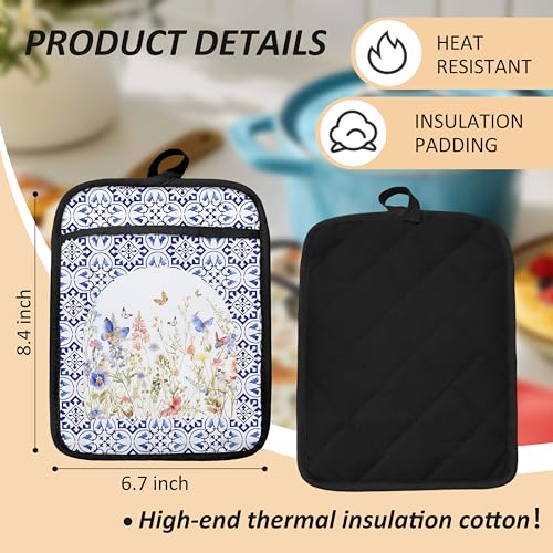 Coastal Beach Seashell Coral Starfish Oven Mitts Set