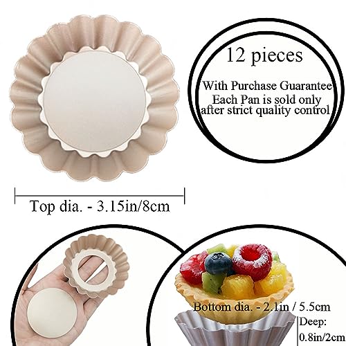 8 Pack Mini Tart Pans 4 Inch with Removable Bottom Round Nonstick Quiche Pan