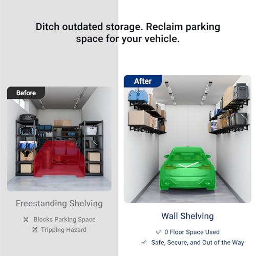 Wall Shelf Garage Storage Rack with Hooks