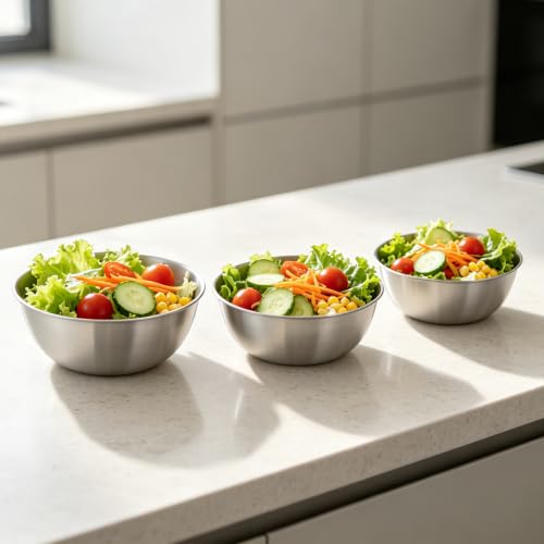 3 Pcs Stainless Steel Mixing Bowls Metal Mixing Bowl Set 1.5