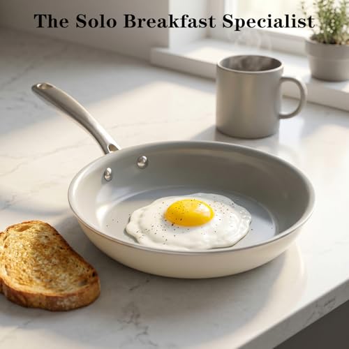 Cookware Ceramic Nonstick Frying Pans (8"x9.5"x11" / Beige)