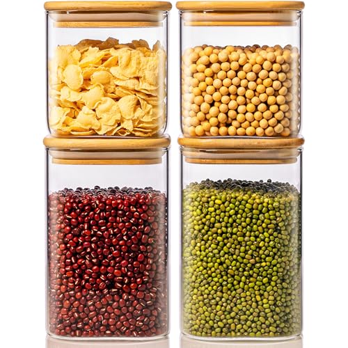 Square Glass Storage Containers with Airtight Bamboo Lids