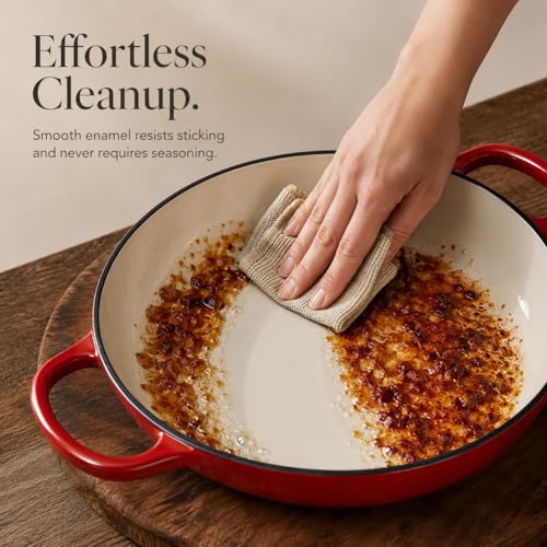6QT Enameled Cast Iron Dutch Oven for Sourdough Bread Baking (Garnet Red)