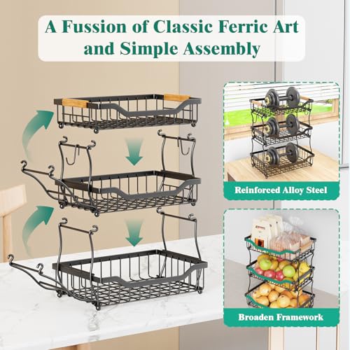 Tier Countertop Fruit Basket for Kitchen