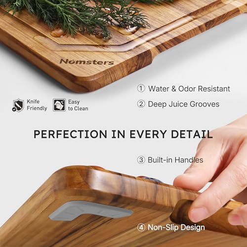 15" Teak Wood Cutting Boards for Kitchen Wooden Chopping Board Non Toxic (15"L x 11"W)