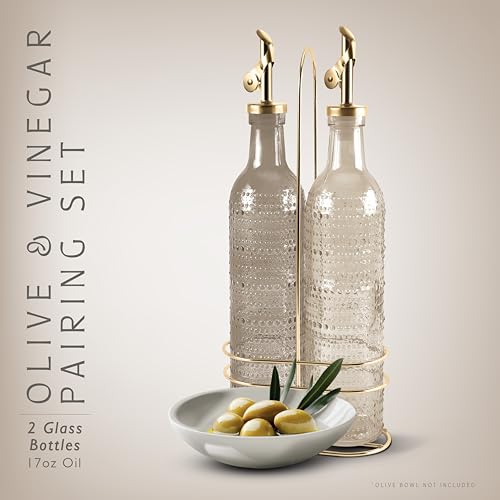 Glass Olive Oil Bottle Dispenser (Champagne Bubbles / Brown)