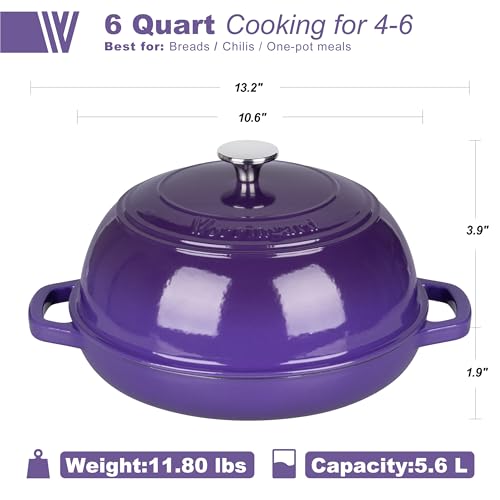 Enameled Cast Iron Dutch Oven Pot with Lid (Purple)