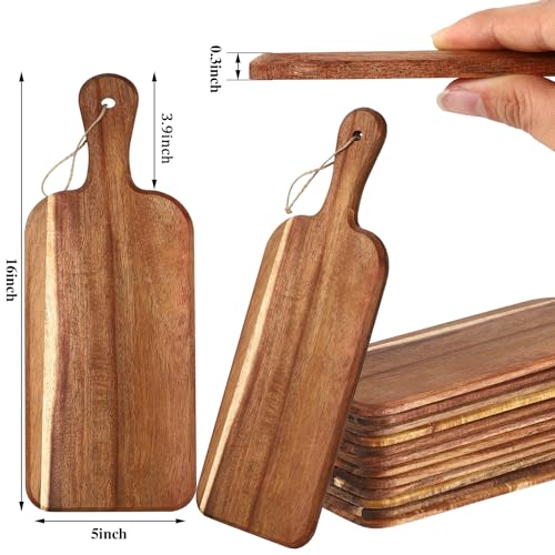 12 Packs Wooden Cutting Board Set with Handles Large Kitchen Serving Plain Chopping Board Bulk Gifts for Mom for Vegetables Meat Pizza Cheese Fruit Bread (16 x 5 Inch)