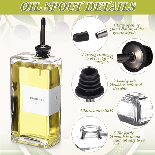 6 Sets Olive Oil Dispenser Bottles for Kitchen with Nozzles Funnel Labels Cooking Oil Dispenser 500ml Set for Kitchen Vinegar Coffee Syrup (Black)