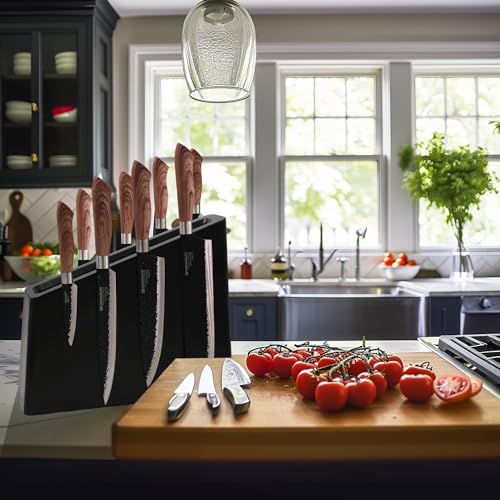Magnetic Knife Wooden Block Knife Display Holder Rack Double Side Magnetic Stands with Strong Enhanced Magnets Kinves Strip Magnetic Knife Holder (Black)