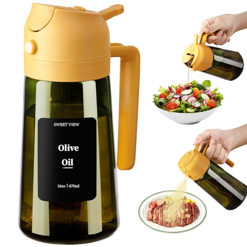 Olive Oil Dispenser and Oil Sprayer (Yellow / 1 Pack)