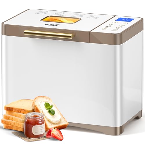 17-in-1 Bread Maker-Dual Heaters, 710W Bread Machine Stainless Steel with Gluten-Free,Ceramic Pan& Touch Panel, 3 Loaf Sizes 3 Crust Colors,Recipes