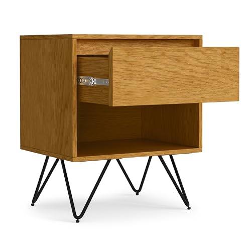 Hunter Solid Mango Wood 20 inch Wide Modern Industrial Nightstand in Natural for the Living Room Parent